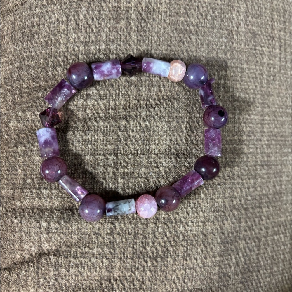 Purple Gemstone Beaded Bracelet